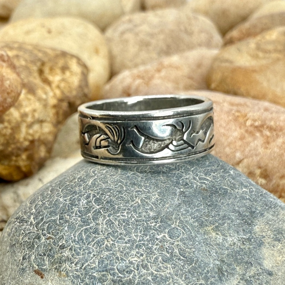 Vintage Shube’s Dakota West Sterling Silver Band Ring Size 7 Southwest Kokopelli - Picture 7 of 17